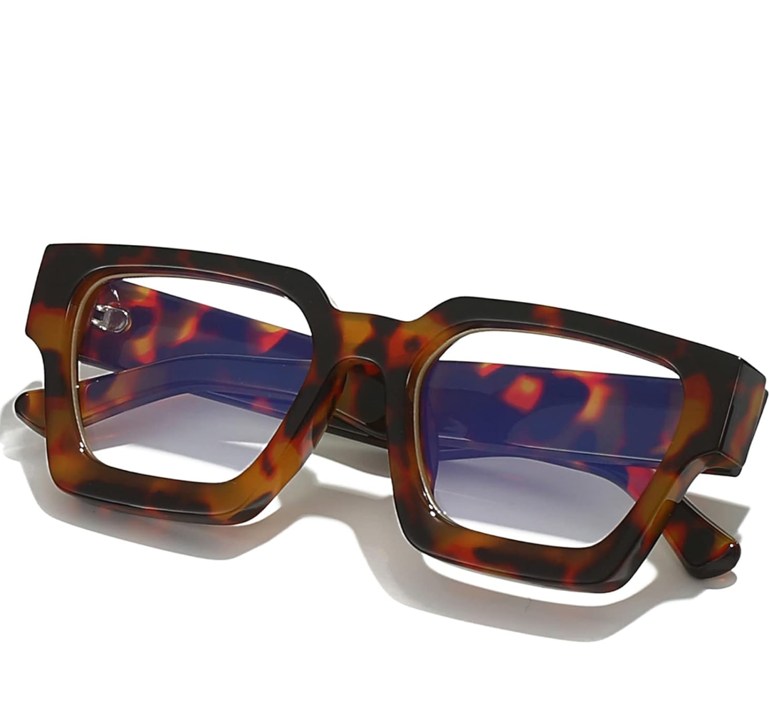 Square Thick Frame Glasses for Women Men Fashion Blue Light Glasses Trendy Chic Computer Eyeglasses