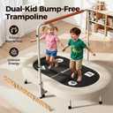 BCAN 56IN 2-Person Kids Trampoline, Safe-Elastic Band Foldable Frame Trampoline for Kids 1-8, ASTM Certified-Toddler Tampoline with Adjustable Stable Handlebar&Thickened Cover,Max Load 220lbs