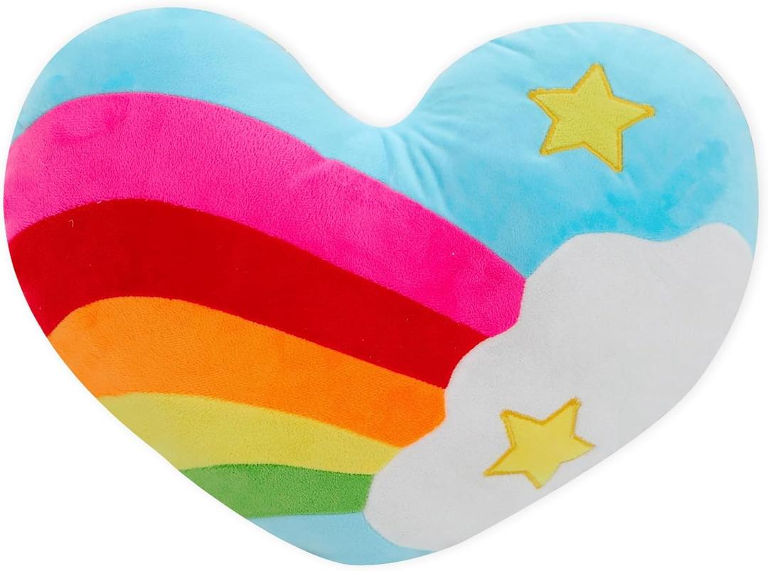 17.7"X13.8"Heart Pillow Stuffed Rainbow Heart Shaped Throw Pillow Plush Toy,Star