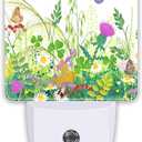 Spring Butterfly Plug-in LED Night Light,Floral Wildflowers Auto Dusk to Dawn Sensor Nightlights Plug into Wall,Flower White Energy Efficient Night light for Bedroom,Bathroom,Kitchen,Stairs,Hallway