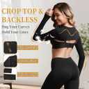 Hiball Workout Bolero Shrug Crop Top Long Sleeve Women, Sports Shrug Cropped Shirts, Cooling Shawl Arm Sleeves (Black, XL)