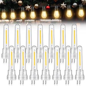 Meonum 14-Pack S14 Bulbs for Outdoor String Lights, 1.7W Dimmable S14 LED Replacement Bulbs, Shatterproof & Waterproof, 2700K Warm White Replacement Light Bulb for Outdoor Patio String Lights
