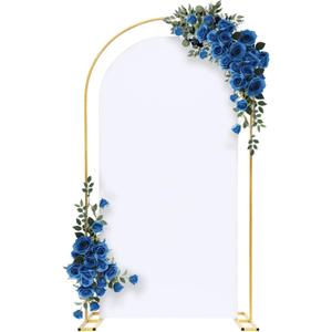 Open Arch Backdrop Stand with White Cover Set,7.2 FT Metal Double U Shaped Arched Backdrop Frame for Wedding Ceremony,Baby Shower,Birthday Party,Graduation,Photo Backdrops