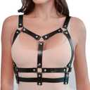 Punk Belt Goth Leather Body Chain Black Waist Chain Belts Sexy Adjustable Body Accessories for Women Girls (Black), One Size