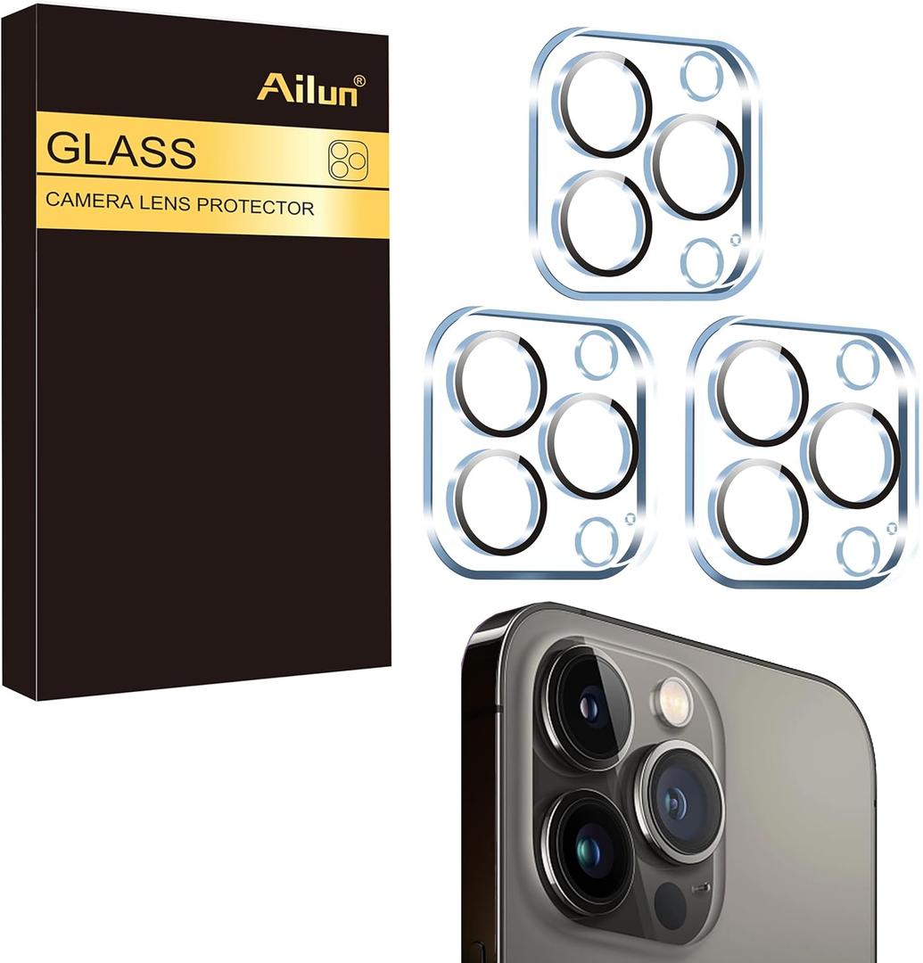 Ailun 3 Pack Camera Lens Protector for iPhone 15 Pro & iPhone 15 Pro Max,Tempered Glass,9H Hardness,Ultra HD,Anti-Scratch,Easy to Install,Case Friendly [Does not Affect Night Shots]