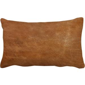 Brown Leather Print 12x20 Inch Throw Pillow Cover, Western Southwestern Decorative Faux Cowhide Cowskin Cushion Case, Rustic Farmhouse Soft Pillowcase for Home Room Bed Couch Decor