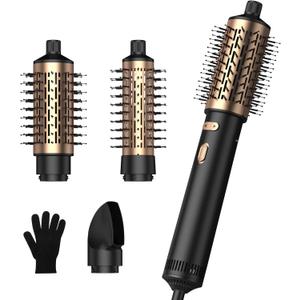 3 in 1 Rotating Hair Dryer Brush Spinning,Spin Blow Dryer Brush with Detachable Brush(2" & 1.5"),3 Heats and 2 Speeds Rotating Hot Air Brush for Curl,Straight