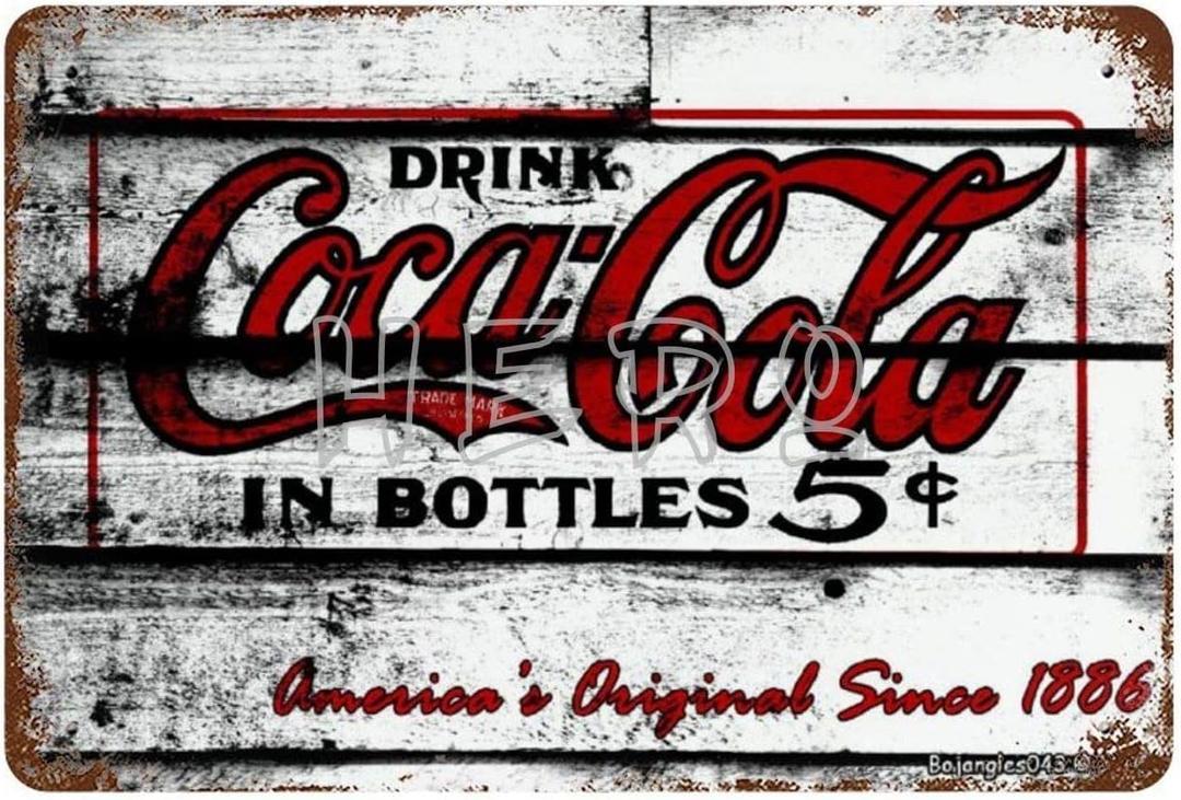 DCTXLM Coca Cola Vintage Vintage Tin Sign Prevent Glare Plaque not Rusted Iron Painting Aluminum Metal Retro Movie Band Art Personalized Poster 8x12 In
