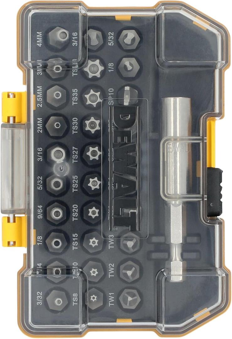 DEWALT Security Bit Set, 31-Piece Screwdriver Bit Set with Case, Universal 1/4 In Hex, Includeds Magnetic Bit Holder (DWAX200) (One Size)