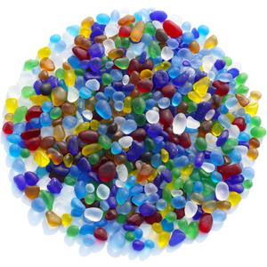 QYGL Sea Glass Stones - 0.55LB Colorful Frosted Glass Pebbles Gemstones - Perfect for Aquarium Rocks, Fish Tank Gravel, Vase Fillers, DIY Crafts, and Home Decor