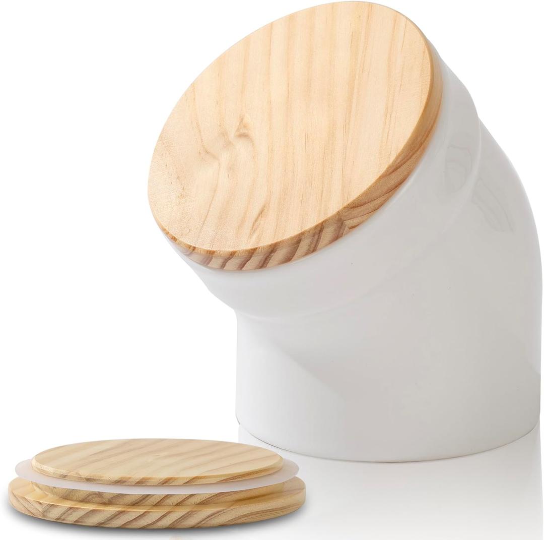 Salt Cellar with Airtight Lid, Ceramic Salt Pig, Salt Containers for Countertop, Sealed and Moisture-Proof, Easy Access, Dishwasher Safe (White)