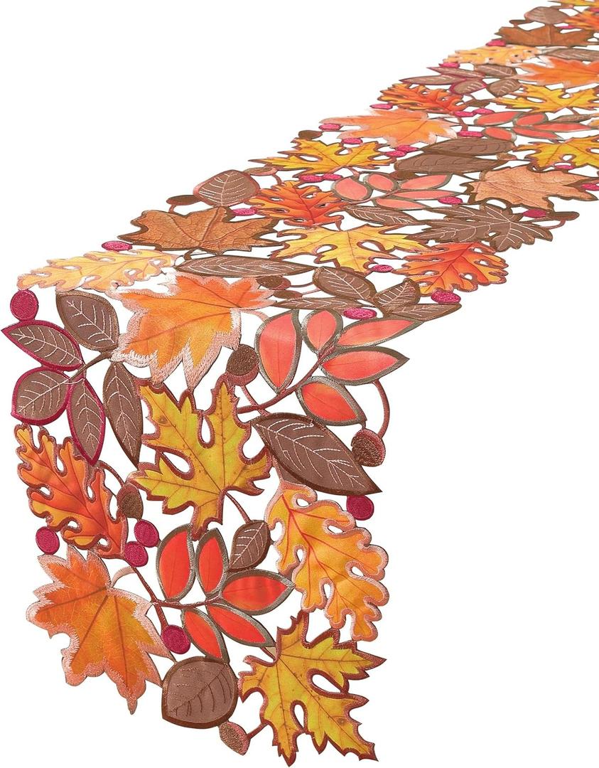 Fall Decorations for Home Fall Table Runner 36 Inches Long with Embroidered Maple Leaf. Thanksgiving Decorations for Dining Room Kitchen Table Seasonal Holiday Harvest Party Decor