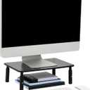 Mind Reader Monitor Stand, Height Adjustable, Ventilated Laptop Riser, Office, Metal, 14.5"L x 9.25"W x 4-5.5"H, Black (1-Pack)