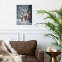 PHAMTE Merry Christmas Santa Reindeer Wall Art Decor Canvas 11x14, Winter Snowy Xmas Pictures Decorations, Cozy Rustic Farmhouse Holiday Framed Prints Artwork for Home Living Room Bedroom Decor