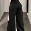 SweatyRocks Women's Wide Leg Baggy Sweatpants Y2k High Waist Cut Out Drawstring Jogger Pants (Black) Medium