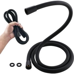 TRIPHIL Kink-free Silicone Shower Head, 118" Extra Long Flexible Handheld Hose Replacement, Anti-Explosion RV Shower Hose with Brass Insert and Nut, Matte Black