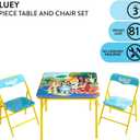 Bluey Kids Table and Chair Set, 3 Piece Folding Activity Set with Square Table & 2 Chairs,Furniture for Playroom, Crafting, Ages 3+, Onesize