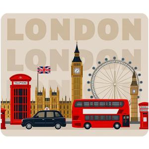 London Gaming Mouse Pad Famous Britain Landmarks Monuments Art Pattern Touristic Travel Destination Non-Slip Rubber Mouse Pad for Computers, Laptop, Office 9.5 Inch x 7.9 Inch