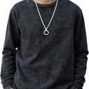 RoseSeek Boy's Washed T Shirts Long Sleeve Shirts Crew Neck Casual Fall Tee Tops Streetwear (Black)