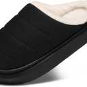 SHIBEVER Slippers for Women Indoor Fuzzy: Slip On Closed Toe Memory Foam House Shoes Comfy Bedroom Slippers Women Black Size 6.5-7