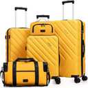Luggage Sets 5 Piece, Suitcases with Wheels, ABS Hard Case Luggage with TSA Lock Spinner Wheels, Carry On Luggage Set(5 Piece Sets (20"/24"/28"/DB/TB)) (Mango Yellow)