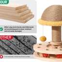 Sisal Cat Scratcher for Indoor Cat Kitten Mushroom Cat Scratching Post with Hanging Ball,Solid Wooden 2 Level Track,Interactive Toy