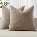 MIULEE Pack of 2 Decorative Throw Pillow Covers Soft Chenille Throw Pillows Solid Textured Cushion Covers for Couch Sofa Bedroom Living Room 20x20 Inch,Light Taupe