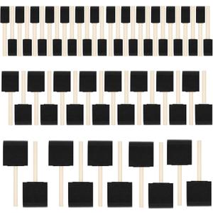 72 Pcs Foam Paint Brushes, Wood Handle Sponge Brushes for Staining, Varnishes, and DIY Craft Projects (1'', 2'' and 3'')
