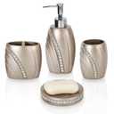 4pcs Bathroom Accessories Set, Bathroom Vanity Countertop Accessory Set With Soap Dispenser, Toothbrush Holder, Mouthwash Cup And Soap Dish, Bathroom Storage Organizer