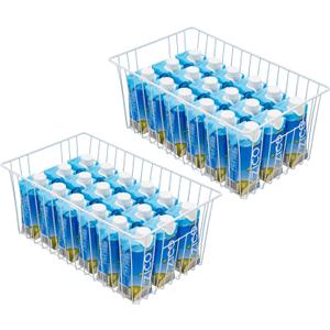 16inch Upright Freezer Organizer Baskets for 13-14,16-21 cu.ft Standup Freezer, Settle freezer chaos and reduce food waste effectively, Durable, Fully Use Space, Improve Air Circulate, White, 2pcs