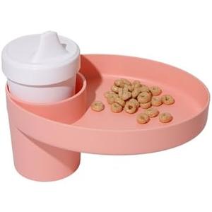 Travel Tray Oval USA Made Extend Your Current Cup Holder to Hold Your Cup Plus A Tray for Snacks, Toys and Accessories. Use in a Car Seat, Booster, Stroller, Golf Cart, Outdoor Chair, (Peach)