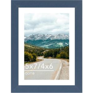 5x7 Picture Frame with 4x6 Mat, Display 4x6 with Mat or 5x7 Without Mat, Wood 5 by 7 Photo Frame, 5 x 7 Frame for Wall Hanging and Tabletop Display, Navy Blue