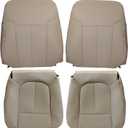 4PCS Driver & Passenger Bottom & Top Lean Back Perforated Leather Seat Covers Tan Compatible with Ford F150 2009 2010 2011 2012 2013 2014
