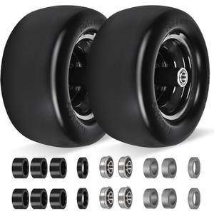 2 Pack 11x6.00-5" Flat Free Tire,Solid Rubber Lawn Mower Tires Kit with 3/4" 5/8" Bushings and 6"- 8" Centered Hub,11x6-5 Tire and Wheel Assemblies for Zero Turn Mower
