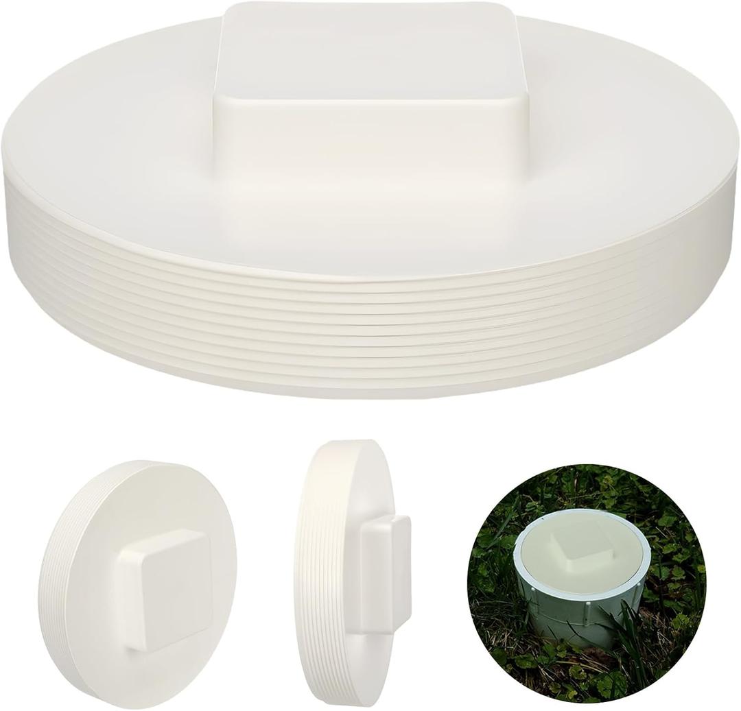 Frienda 8 Inch Npt Male Threaded PVC Cleanout Plug PVC Dwv Pipe Fitting Flush Sewer Cover Cleanout Cap Adapter for Plumbing Water Line Drainage Piping System