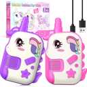 Rechargeable Walkie Talkies Toys for Girls: Unicorn Toys Walkie Talkies for Kids 2 Pack Christmas Birthday Gifts for Grandkids 3 4 5-7 Year Old Girls Age 4-5 6-8 Years Old Stocking Stuffers