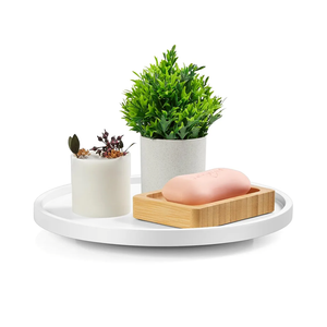 10" Wood Lazy Susan Turntable Organizer, Lazy Susan for Table Top Cabinet Dining Pantry Countertop Cupboard Organization, Decorative Tray for Kitchen Bathroom Decor Coffee Bar Accessories, White 10" Wood Lazy Susan Turntable Organizer, Lazy Susan for Table Top Cabinet Dining Pantry Countertop Cupboard Organization, Decorative Tray for Kitchen Bathroom Decor Coffee Bar Accessories, White