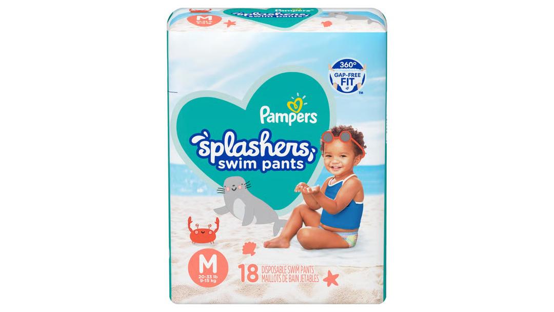 Pampers Splashers Swim Diapers Disposable Swim Pants, Medium (20-33 lb), 18 Coun