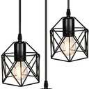 3-Lights Hexagon Wire Cage Pendant Light Retro Industrial Ceiling Hanging Lights E27 Lighting Fixture, Creative Birdcage Suspension Lamp, Simple Dining Room Droplights