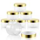 18 Pack 4 Oz Plastic Containers with Gold Lids, Clear Empty BPA Free and Refillable Cosmetic Jars Travel Containers for Creams, Lotion, Bath Salts, Sugar Scrub, Slime, Lip Scrub, Makeup