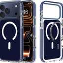 tharlet Strong Magnetic for iPhone 17 Pro Case Blue Clear Protective | Clear Shockproof Protective [MagSafe Compatible] Full Camera Protection With Screen Protector, Military-Grade Drop Protection