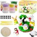 3 x LAHAND Easter Air Dry Clay Kits for Kids,DIY Model Magic Clays,JesusBunnyEggs Craft DIY kit, This Clay Sets Can be Used as Easter Basket Stuffing or Classroom Party Favors