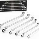 Orion Motor Tech 6-Piece Ratcheting Wrench Set, Metric 8-19 mm Flex Head Ratcheting Wrench Set, Extra Long Ratchet Wrench Set with 72 Tooth Gear & Double Box End