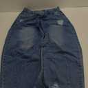Allimy Womens High Waisted Barrel Horseshoe Baggy Jeans Trendy 2025 with Raw Hem Non Stretch, Size 14