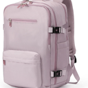 SHRRADOO Travel Laptops Backpack for Women Men, Casual Work Bag 17inch High School College Backpack Airline Approved Backpack for Hiking Business (Pink khaki)