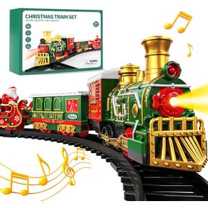 Train Set for Kids 3-5 4-7 4-8, Classic Christmas Electric Train Toys Set with Locomotive Engine, Lights & Sound, Tracks for Christmas Tree, Toy Train Set Gift for 3 4 5 6 Years Old Kids Boys Girls