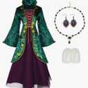 Angelaicos Witch Deluxe Velvet Costume for Women Halloween Costume with Accessories Full Set  M,/L
