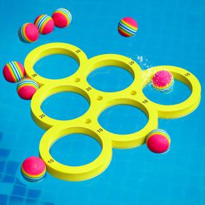 Hiboom Pool Game with Score, Combo Foam Pool Floats with 10 Colorful Tossing Balls, Toss Game Swimming Party Toys Accessories for Family Par, Dive Rings(Triangle)