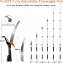 26FT Reach Pole Saw for Tree Trimming, 5-20FT Extendable Branch Trimmer with Sharp Hardened Steel Saw Blade & Pull Rope Pruner, Manual High Reach Tree Branch Cutter for Garden, Yard & Orchard Pruning