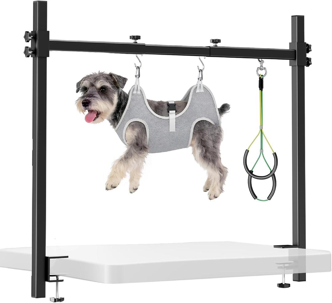 H Shape Dog Grooming Arm for Table, S Size Hammock, 42" H, 31-43" W
